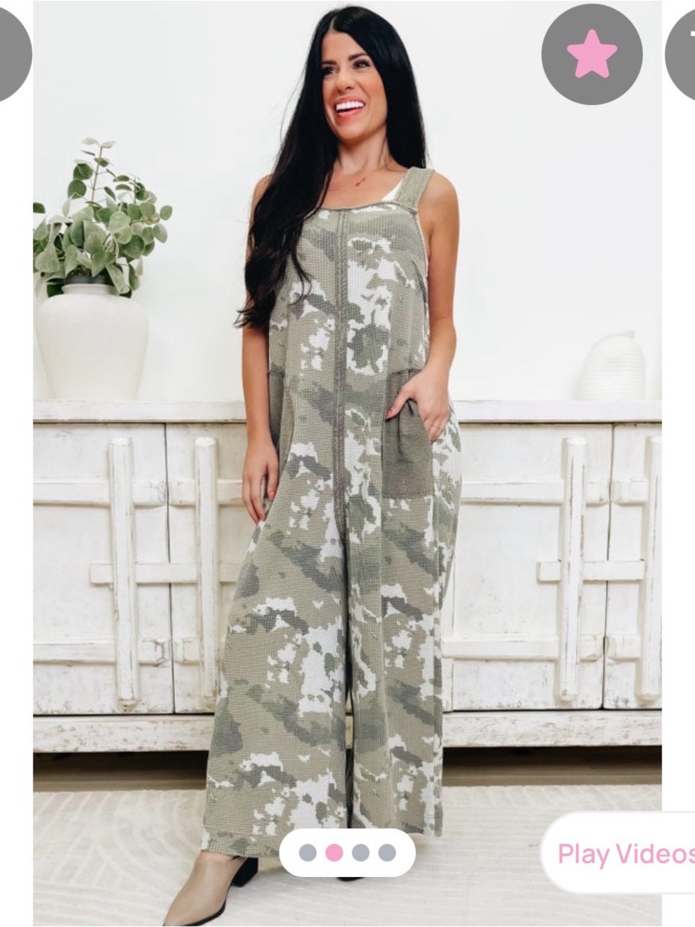 easel Olive Camo Maxi Jumpsuit